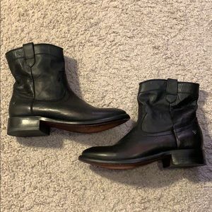 Trask Black Leather Boots, Size 6